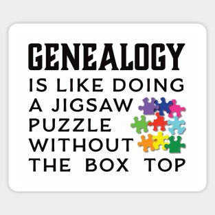 Genealogy Is Like Doing A Jigsaw Puzzle Without the Box Top Sticker